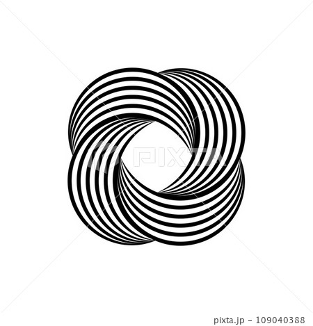 Impossible symbol. Rounded square linear shape. Infinite knot sign. Overlapping thin lines form. Optical illusion art. Design element for logo, icon, print, cover, tag. Abstract vector illustration Impossible symbol. Rounded square linear shape. Infinite knot sign. Overlapping thin lines form. Optical illusion art. Design element for logo, icon, print, cover, tag. Abstract vector illustration 109040388