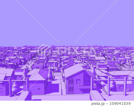 住宅街CG　住宅　街並み　風景　背景　単調色 109041839