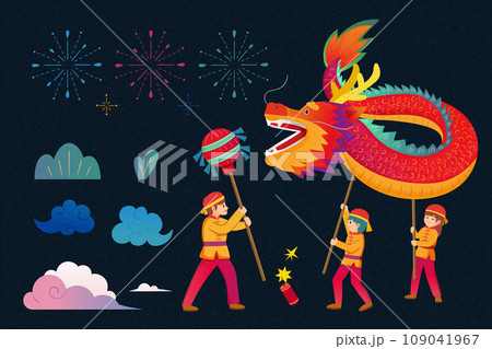 CNY dragon dance celebration set 109041967