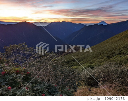 南アルプスの夜明け 109042178