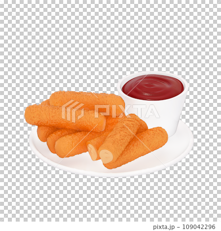 fast food menu 3d clipart, Fried Cheese and dipping sauces on a transparent background. 3d rendering fast food menu 3d clipart, Fried Cheese and dipping sauces on a transparent background. 3d rendering 109042296