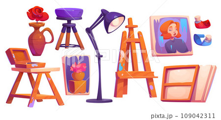 Art studio design elements set 109042311