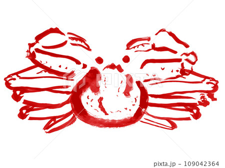 ズワイガニ和風手描きイラスト 109042364