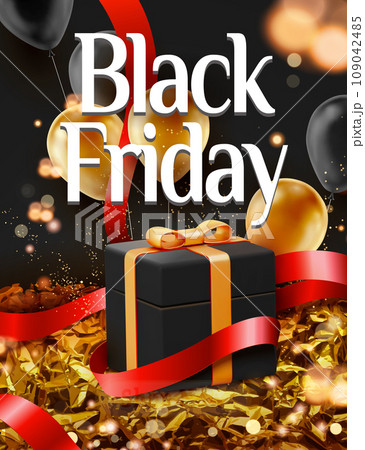3D elegant Black Friday poster 109042485
