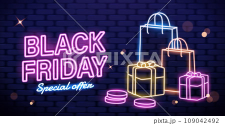 Neon sign Black Friday sale banner Neon sign Black Friday sale banner 109042492