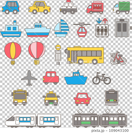 働く車のシンプルなイラストアイコンセット 働く車のシンプルなイラストアイコンセット 109043100