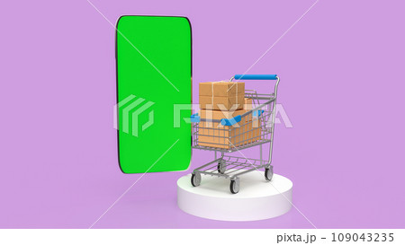 The mobile and shopping cart for online Business 3d rendering. The mobile and shopping cart for online Business 3d rendering. 109043235