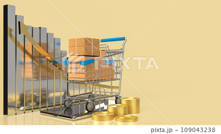 The trolley and mobile for shopping online concept 3d rendering. The trolley and mobile for shopping online concept 3d rendering. 109043238