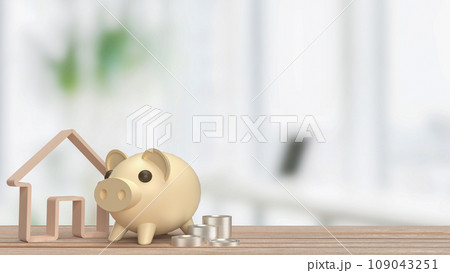The Piggy Bank and House for earn or saving money concept 3d rendering 109043251
