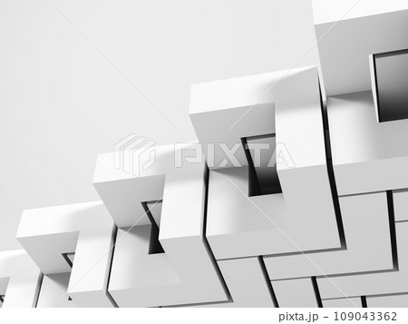 Abstract white geometric installation. Minimal structure. 3d 109043362