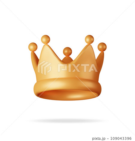 3D Gold Crown Icon Isolated on White 3D Gold Crown Icon Isolated on White 109043396