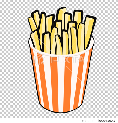 カップ入りフライドポテトの手書きイラスト カップ入りフライドポテトの手書きイラスト 109043623