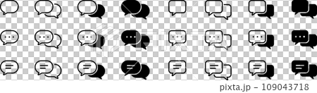 圓形和方形查詢和聊天語音氣泡圖示集 圓形和方形查詢和聊天語音氣泡圖示集 109043718