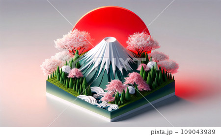 Spring Blossoms at Mount Fuji Sunset Spring Blossoms at Mount Fuji Sunset 109043989