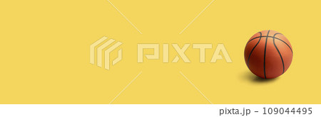 Basketball balls for sports and games on yellow background 109044495