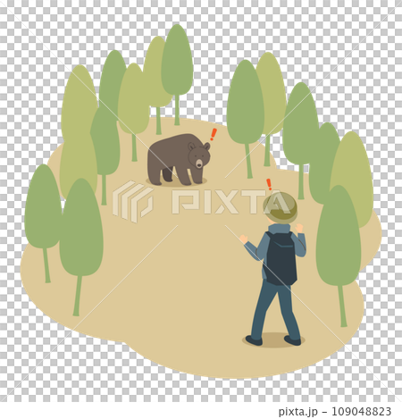 クマに出会ってしまった人のイラスト 109048823
