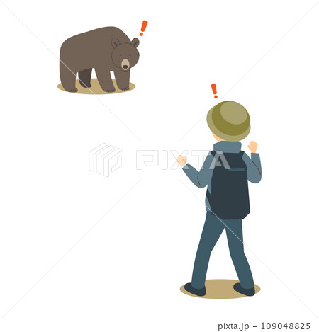 クマに出会ってしまった人のイラスト クマに出会ってしまった人のイラスト 109048825