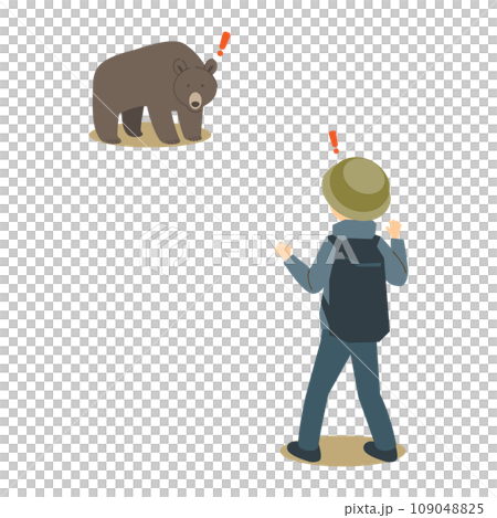 クマに出会ってしまった人のイラスト クマに出会ってしまった人のイラスト 109048825