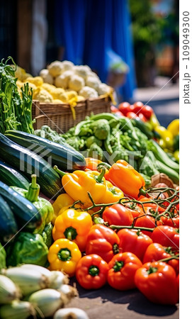 Seasonal vegetables at a street outdoor market 109049300