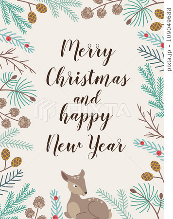 Decorative festive Christmas greeting card with deer Decorative festive Christmas greeting card with deer 109049688