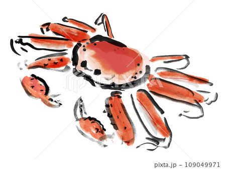 ズワイガニ和風手描きイラスト 109049971