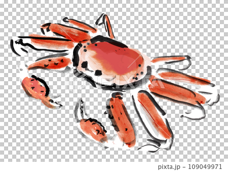 ズワイガニ和風手描きイラスト 109049971
