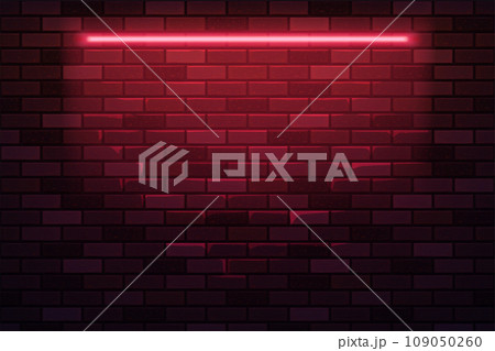 red neon lamp brick wall dark backdrop 109050260