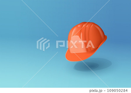 an orange building helmet flying on blue 109050284