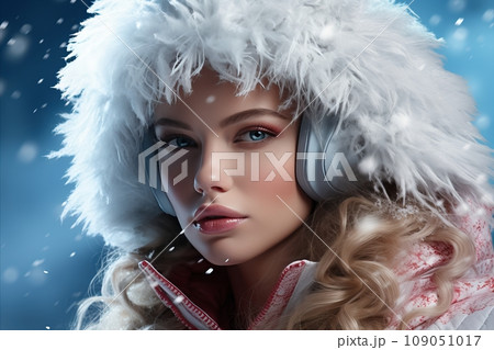 Portrait of a beautiful girl in a winter outfit 109051017