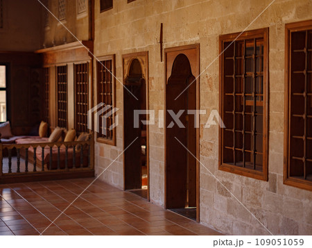 Rhodes, Greece - April 21, 2023: Archeological Museum of Rhodes Town. details of antic statues and other exhibits of museum, museum backyard garden Sultans part of building, era of Ottoman occupation Rhodes, Greece - April 21, 2023: Archeological Museum of Rhodes Town. details of antic statues and other exhibits of museum, museum backyard garden Sultans part of building, era of Ottoman occupation 109051059