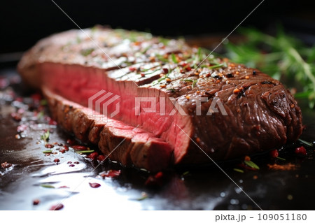 Juicy Medium Rare Steak. Perfectly Grilled with a Pink Center and Irresistibly Seared Crust Juicy Medium Rare Steak. Perfectly Grilled with a Pink Center and Irresistibly Seared Crust 109051180