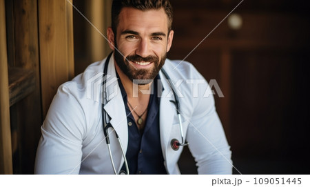 Smiling Female Doctor in White Coat - Professional Portrait with Stethoscope - Healthcare Concept Smiling Female Doctor in White Coat - Professional Portrait with Stethoscope - Healthcare Concept 109051445