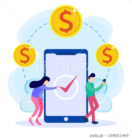 Illustration vector graphic cartoon character of mobile banking Illustration vector graphic cartoon character of mobile banking 109051469