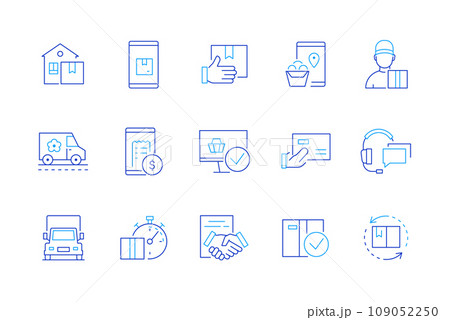 Online shopping and delivery - set of modern line design style icons 109052250