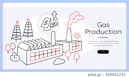 Gas production - modern colorful line design style banner 109052253