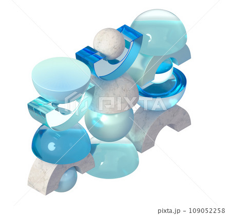Pearl, glass and stone - colored geometric shapes 3d illustration Pearl, glass and stone - colored geometric shapes 3d illustration 109052258