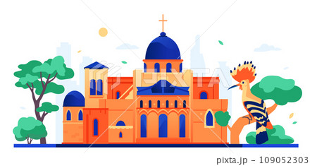 Israel national cathedral - modern colored vector illustration Israel national cathedral - modern colored vector illustration 109052303