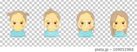 Illustration set of cute girls with various hairstyles 01 109052968