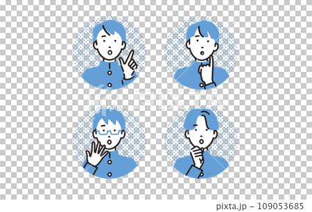 Person Junior high school boy icon set with questionable expression Person Junior high school boy icon set with questionable expression 109053685