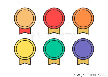 シンプルでかわいいリボン付きのバッジ･記章･メダルのアイコンのセット - ランキングや等級のイメージ 109054280