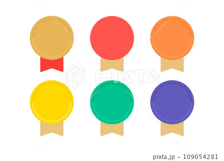 シンプルでかわいいリボン付きのバッジ・記章・メダルのアイコンのセット - ランキングや等級のイメージ シンプルでかわいいリボン付きのバッジ・記章・メダルのアイコンのセット - ランキングや等級のイメージ 109054281