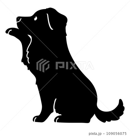 お手をする ボーダーコリー　横向きのシルエット　顔付き 109056075