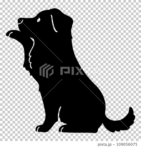 お手をする ボーダーコリー　横向きのシルエット　顔付き 109056075