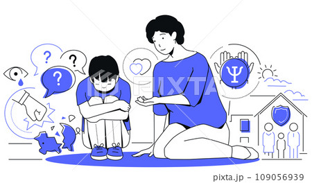 Psychological support for the child - modern line design style illustration 109056939