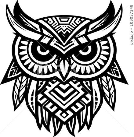 Vector ornamental ancient owl illustration. Abstract historical mythology bird head logo. Good for print or tattoo Vector ornamental ancient owl illustration. Abstract historical mythology bird head logo. Good for print or tattoo 109057349