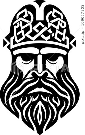 Vector ornamental ancient man head illustration. Abstract historical mythology man head logo. Good for print or tattoo 109057505