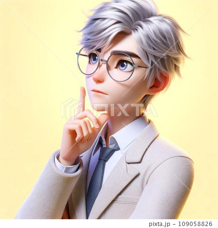 人指し指を立てて説明している、白衣を着た3D男性イラスト 人指し指を立てて説明している、白衣を着た3D男性イラスト 109058826
