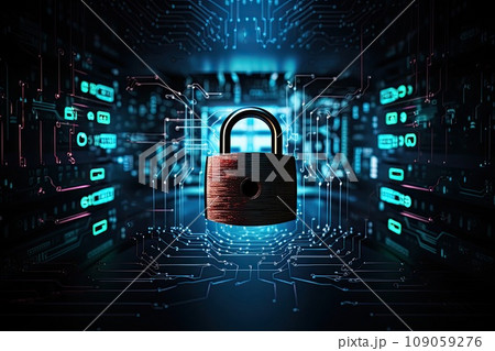 Laptop with digital padlock. Laptop with digital padlock. 109059276