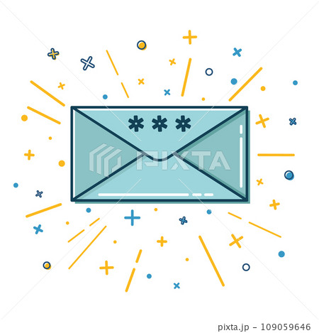 Colored Christmas mail icon in thin line style Colored Christmas mail icon in thin line style 109059646