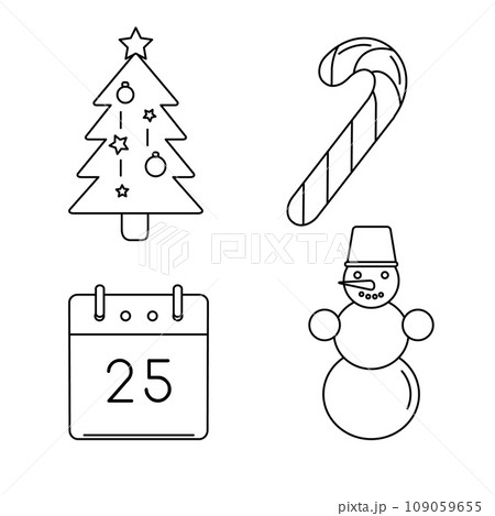 Set of Christmas icons in thin line style Set of Christmas icons in thin line style 109059655